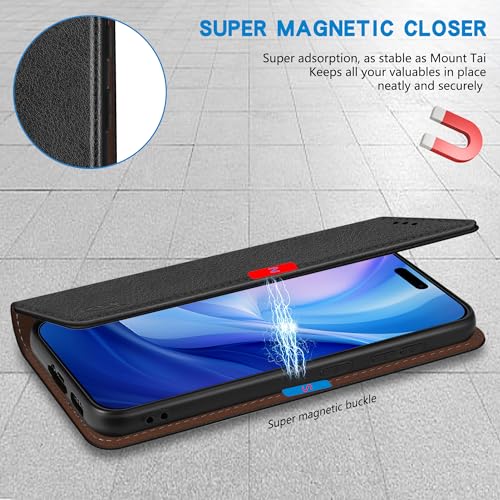 ZZXX for iPhone 17 Air Wallet Case Strong Magnetic 6.5 inch,Black - image 3