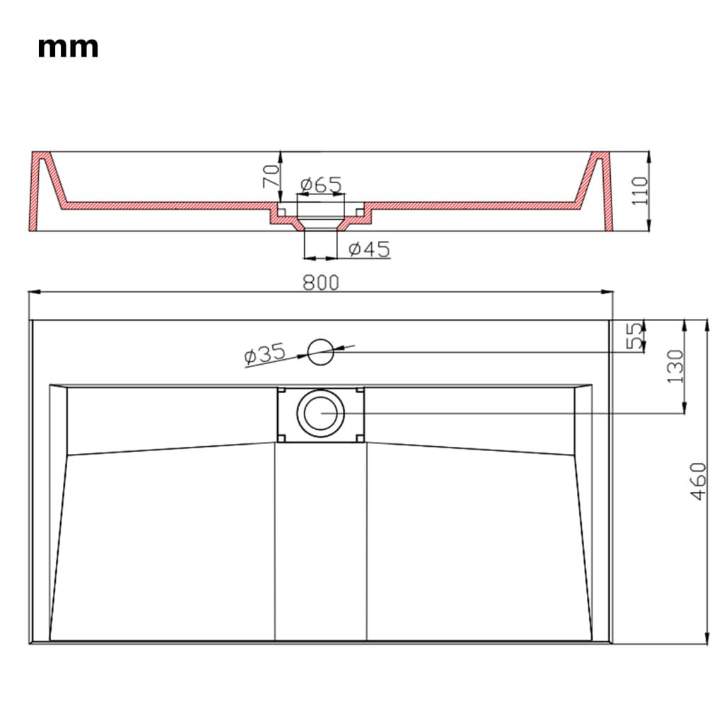 Lavabo de Resina Mineral para Baño o Aseo, Diseño Elegante y Atemporal, Fácil de Limpiar, Ideal como Lavabo Colgante o sobre Mueble, Incluye Materiales de Montaje