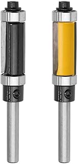 Muye 2Pcs 1/4" Shank Flush Trim Router Top & Bottom Bearing Trimmer Router Bit Woodworking Cutter Wood Trim Cutter Woodworking Tool Black and Yellow