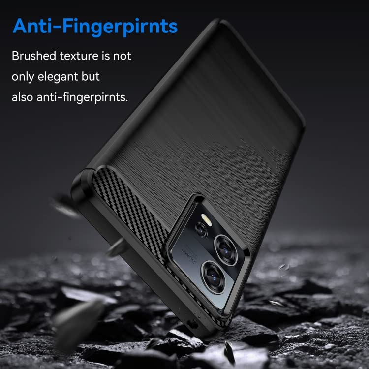 Image of NPRC Hybrid Ultra Slim Protective Case TPU Non-Slip Carbon Fiber Texture Shockproof Case Cover for Moto Edge 30 Fusion - Black