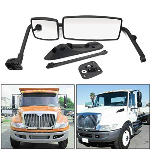 Door Mirror with Arm Black Fit for International 4300 4400 7400 7600 8500 8600 (left side)