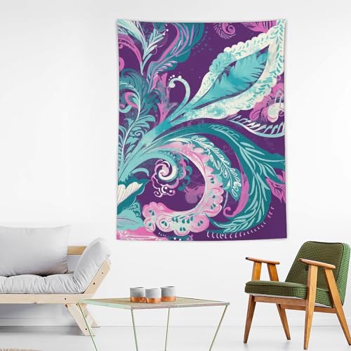Tapiz de pared estético BTCOWZRV cian y magenta para decorar el dormitorio