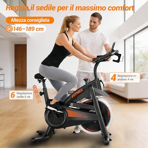 Image of CURSOR FITNESS Professional Home Exercise Bike, Professional Exercise Bike with Heart Rate Measurement and LED Display, Spin Bike with App, Comfortable Seat, Load Capacity up to 300 lbs