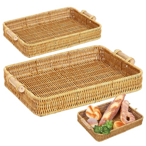 Plateau rectangulaire en osier de qualité supérieure pour une table raffinée - 3