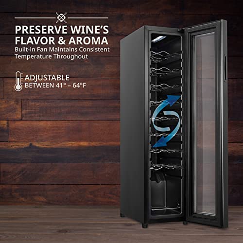 Ivation 18 Bottle Compressor Wine Cooler Refrigerator w/Lock | Large Freestanding Wine Cellar For Red, White, Champagne or Sparkling Wine | 41f-64f Digital Temperature Control Fridge Glass Door Black - Image 6