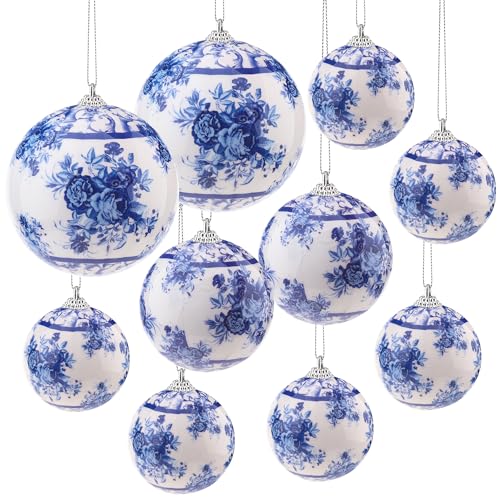 Quancru 10 Pcs White Blue Christmas Chinoiserie...