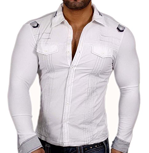 Baxboy - Camiseta de Manga Larga - para Hombre Weiß Medium