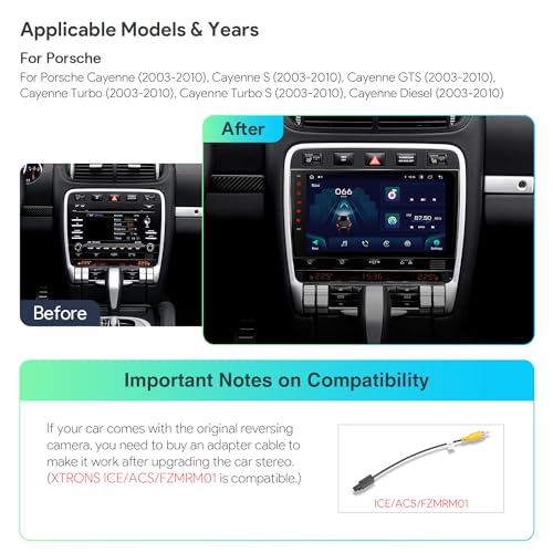 Image of XTRONS Car Stereo for Porsche Cayenne with Optical Fiber Decoder, Android 13 Octa Core 4GB+64GB Car Radio, 9 Inch IPS Touch Screen GPS Navigation for Car Bluetooth Head Unit DSP Car Play Android Auto