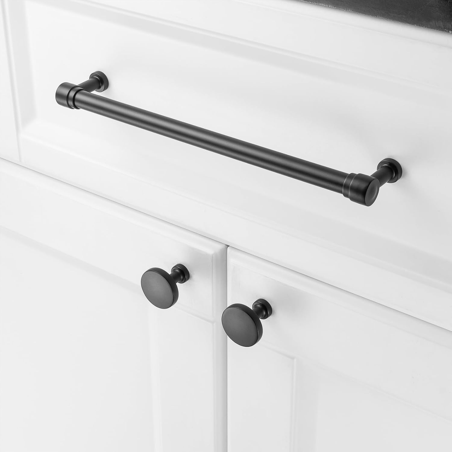 KOOFIZO Black Cabinet Pulls, 1-Piece Cabinet Handles, 8-4/5 Inch Screw Spacing, P25 Hardware for Kitchen Door, Drawer, Bedroom Dresser, Bathroom Vanity