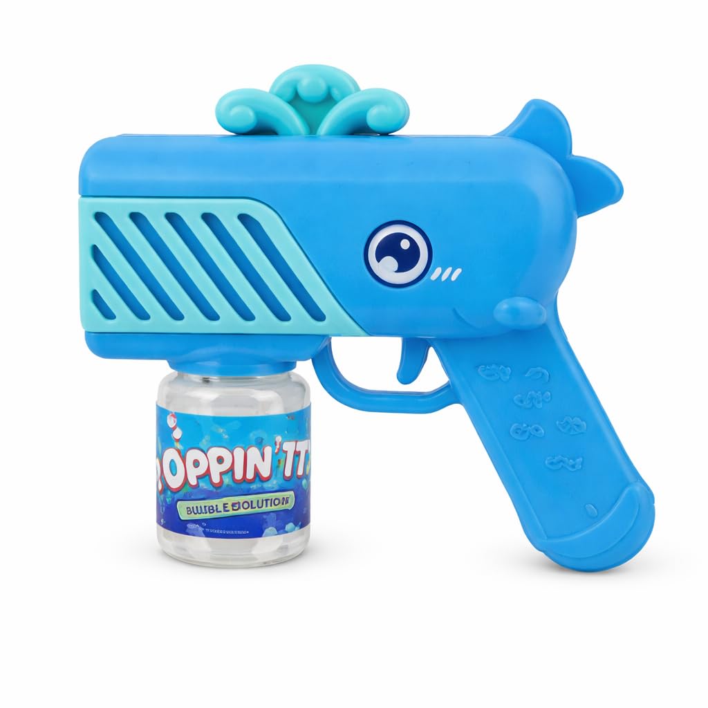 CRYSTAL25 12 Hole Bubble Guns – Automatic Bubble Blaster with Solution, Battery Operated Bubble Maker, Party Bag Fillers, Outdoor Garden Summer Fun, Assorted Designs (Blue Whale)