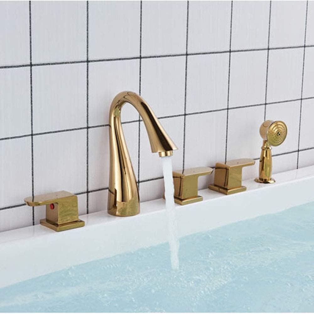 Mélangeur de baignoire à col de cygne avec douchette pour montage sur pont de salle de bain