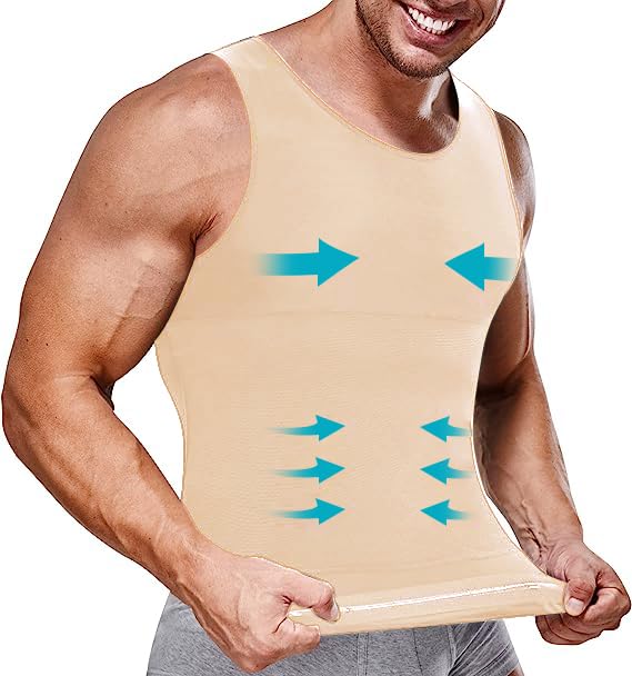 Junlan Compressione Uomo Shapewear Canotta Contenitiva Snellente Intimo Modellante Dimagrante Fascia Pancia Sportivo Fitness CanottieraFascia Addominale Maglietta