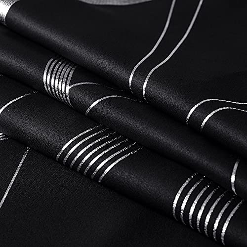 NICETOWN Black Out Curtains for Small Window, 2 Panels, 42 inches Wide by 48 inches Long, Foil Printed Wave Lines Thermal Insulated Blackout Panels/Drapes for Bedroom Kitchen Loft Cafe by NICETOWN - Image 8