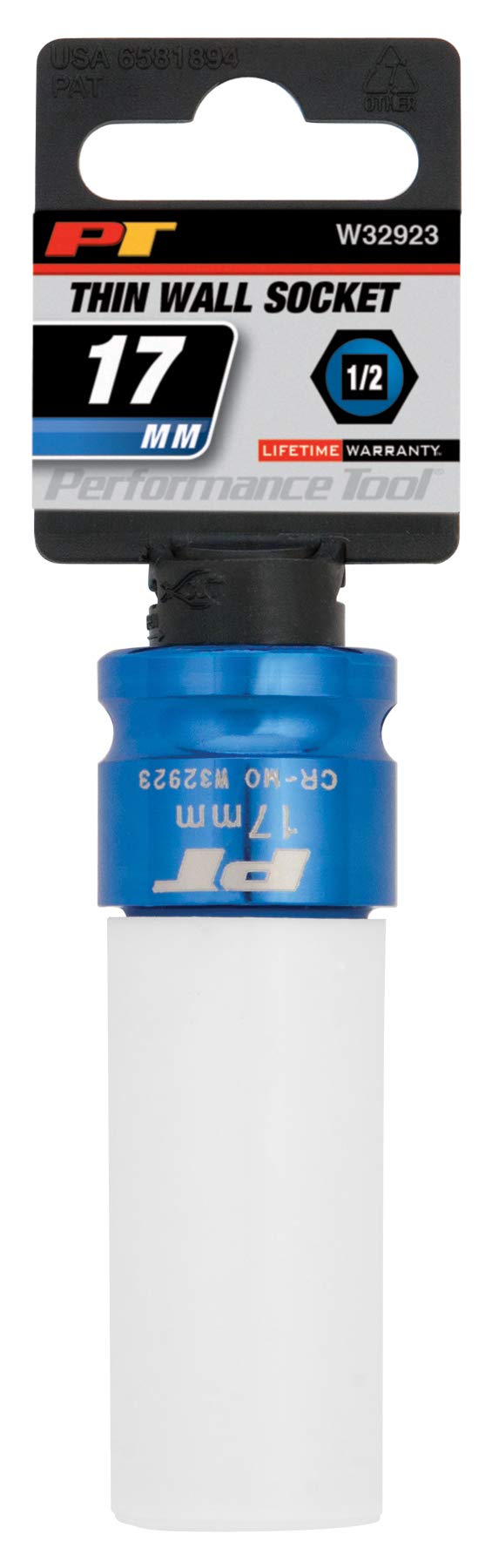 Performance Tool W32923 Performance Tool 1/2-Inch Impact Drive 17mm Thin Wall Socket , Blue