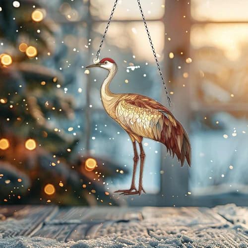Image of Sandhill Crane Acrylic Ornament Gift for Crane Lovers Christmas Decor