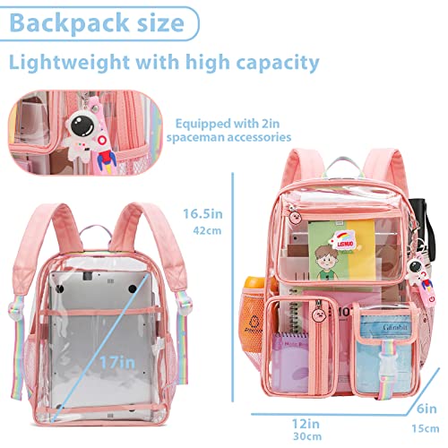 Auobag Clear Backpack For Girls Backpacks Elementary Bookbags Middle School Bags Women Casual Daypack Send Pendant (Pink) #TOP1