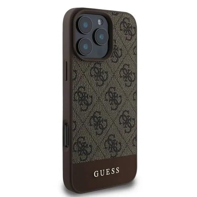 Coque rigide iPhone 16 Pro Guess cuir PU marron anti-rayures 4G