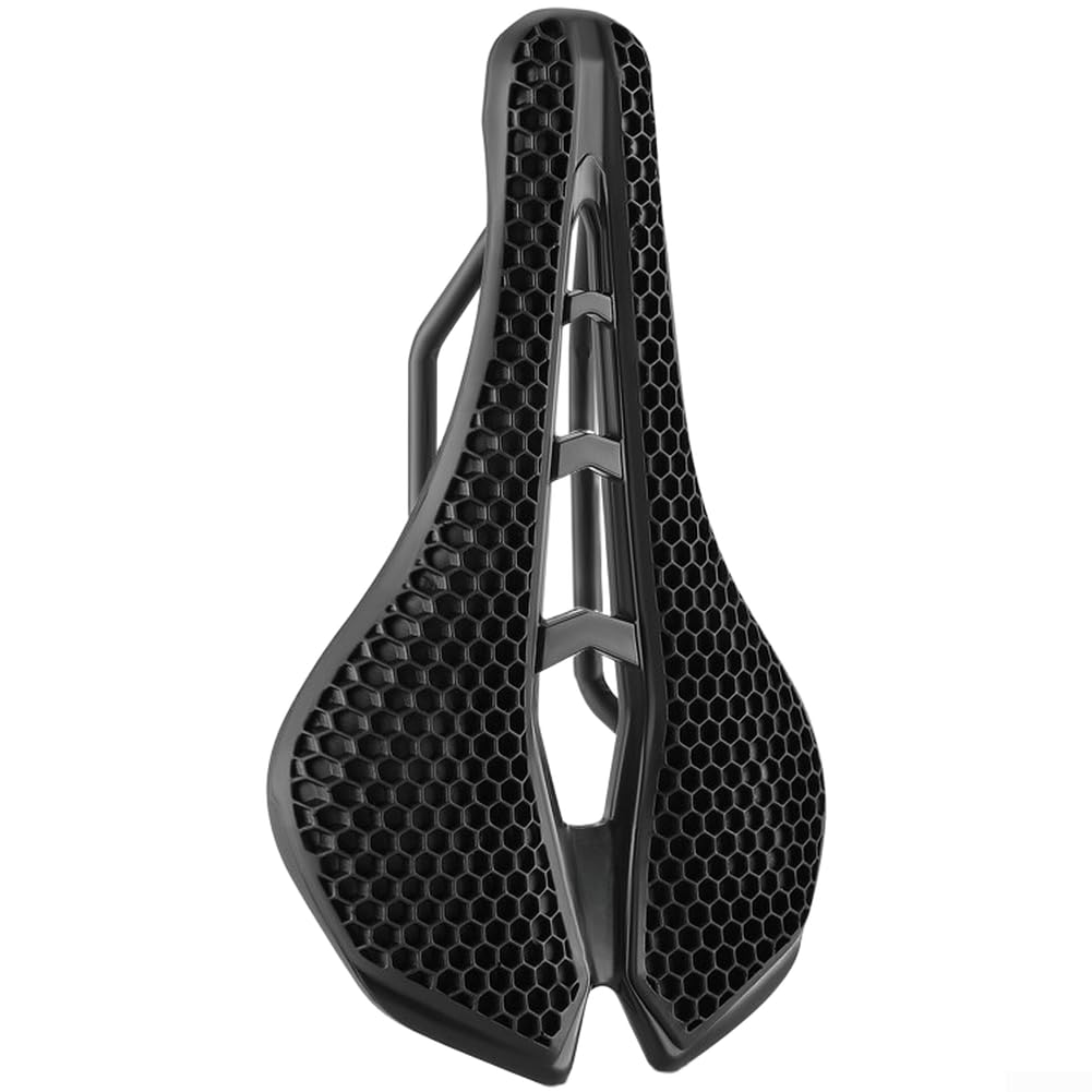3D Hollow Bicycle Seat Comfortable Breathable Saddle with Pressure Relief for Road MTB Quick Dry Easy Clean Lightweight Black(Black)