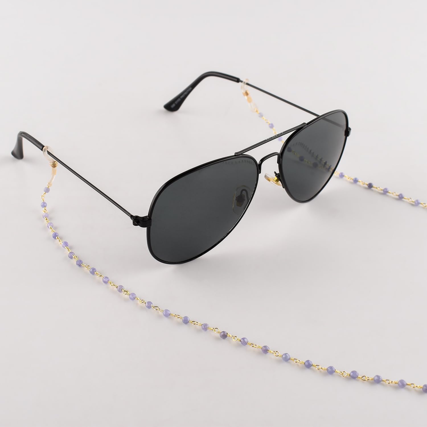 InfinityGemsArt Tanzanite Gemstone Beaded Eye Glasses Holders Chain, Crystal Gold Plated Rosary Spectacles Chain For Men/Women, Eyewear Jewelry Accessory 34 Inches, December Birthstone, Gifts For Mom - Grandma