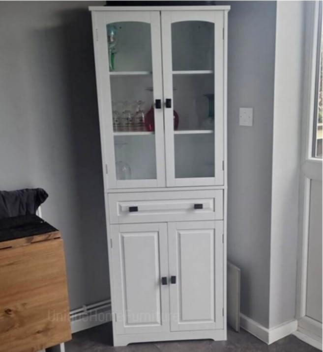 White Larder Unit Tall Kitchen Cupboard Shabby Chic Vintage Style