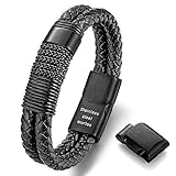 Armband Herren: Stilvolles und elegantes Herrenarmband aus Leder und Edelstahl. Erhältlich in geheimnisvollem Schwarz und beliebtem Braun. Dieses geflochtene Armband ist ein auffälliges Accessoire, das zu jedem Outfit passt.