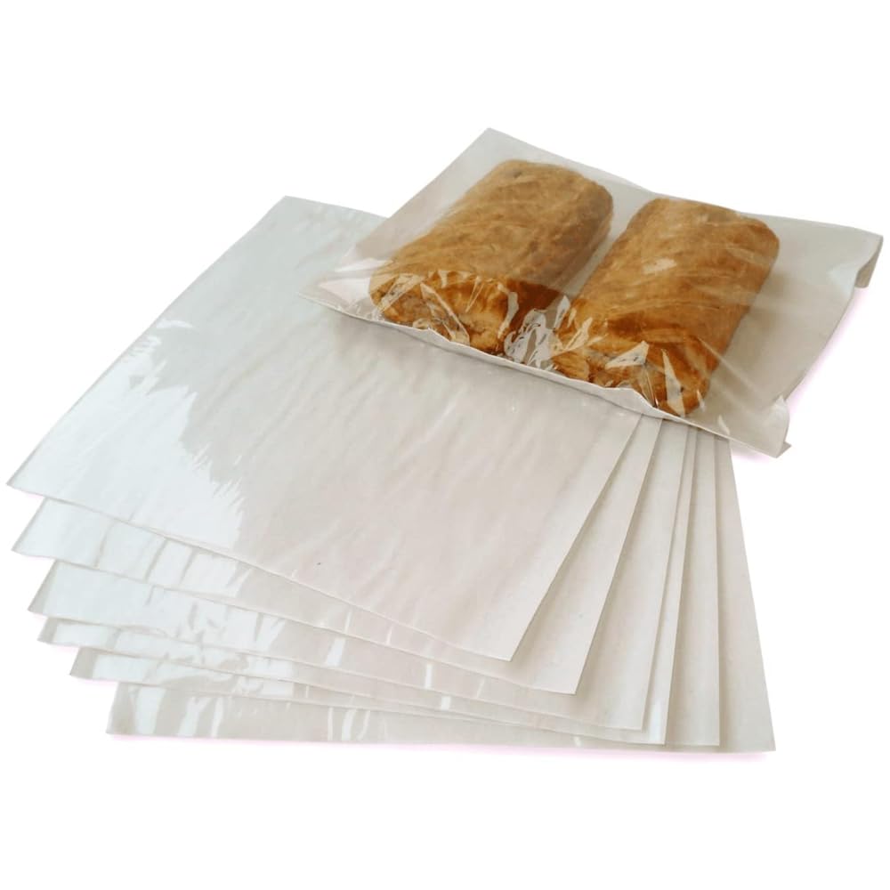 Clearly White Paper Bags with Clear Cellophane Window Film Front, Pack of 1000 Cellophane, Sandwich, Packaging for Artwork, Sweets, Cakes, Cookies & More, 8.5x8.5" Food
