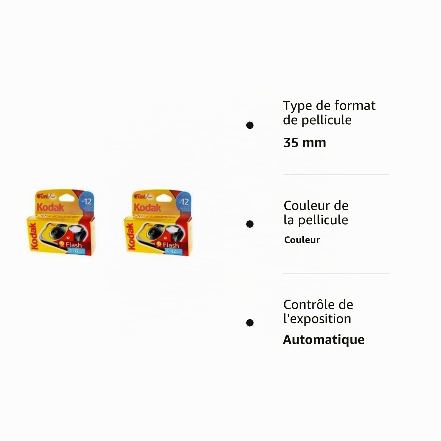 Appareil photo jetable Kodak Fun Flash - 39 poses, lot de 2