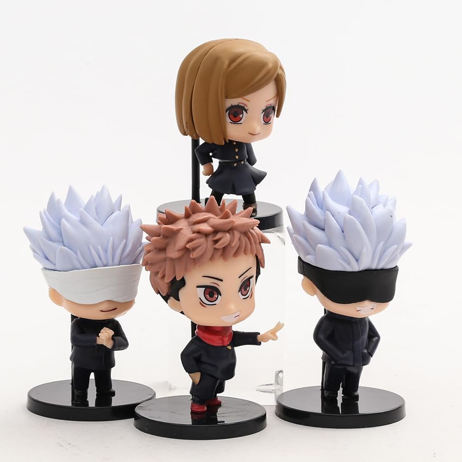 Image of Blue Aura Jujutsu Kaisen Action Figure Set of 4 Height - 7.5cm Collectible Multicolour PVC | Jujutsu Set 4 Mini