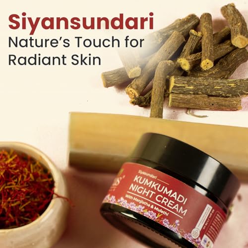 Image of PUREUS Khadi Herbals Siyasundari Kumkumadi Night Cream For Glowing Skin, Rejuvenating, Radiance, Reduce Pigmentation, Dark Circle, Spots & Blackheads|Anti Aging Fairness Face Cream(50 Gm)