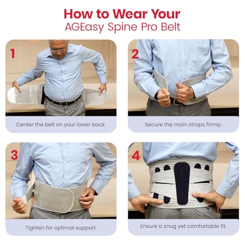 Image of AGEasy (Max Group) Spine Pro Belt for Lower Back Pain Relief, Sciatica, Muscle Strains, and Spinal Recovery | Adjustable Lumbar Support Belt for Men & Women | Improves Posture, Reduces Discomfort | Orthopedic LS Belt (M)