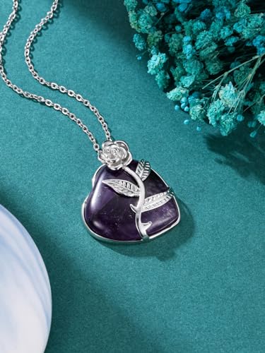 Gehecrst AKUS9347 Amethyst Crystal Heart Necklace thumb #3