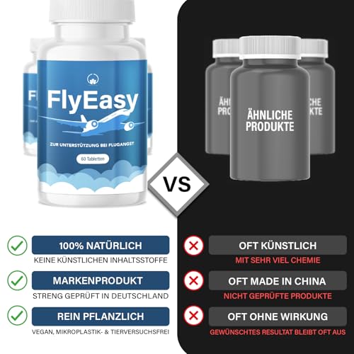 Saint Nutrition® FlyEasy – Reisetabletten - Pflanzliche Unterstützung für eine entspannte Flugerfahrung – Ideal für Reisende mit Flugangst – Natürliche Inhaltsstoffe - 60 Tabletten