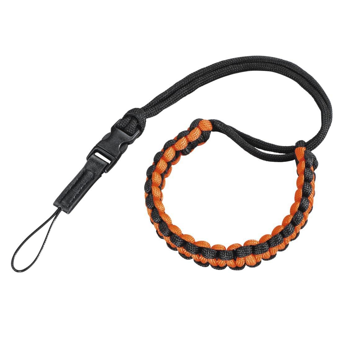 Hama Camera Wrist Strap (Camera Strap with Quick Release, 20 cm Length, Nylon, Universal Hand Strap, Retro) Black/Orange