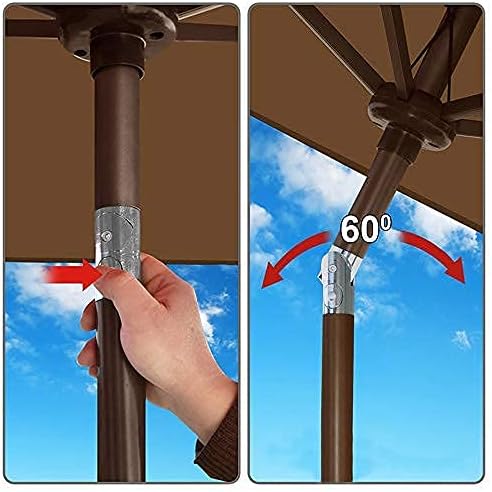 Garden P,Round P with Bent Umbrella Pole Led Courtyard P Without Base Solar Light Umbrella Portable Market Dining Table P for Beach Garden,Red2.3M
