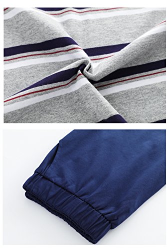 Big Boys Pajamas,Long Plaid Strips Cotton Shorts Tee Shirt Sleepwear Teens 8-18 Years2