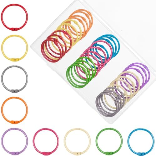 HAUTOCO 36 Pcs Binder Rings, 45mm Colorful Loose Leaf Binders Metal ...