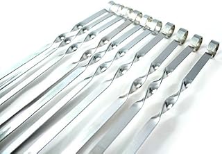 Set of 10 Stainless Steel BBQ Grilling Kabob Skewers. 50cm Length 1cm Width 1.5mm Thick. for All Your Barbecue Needs.
