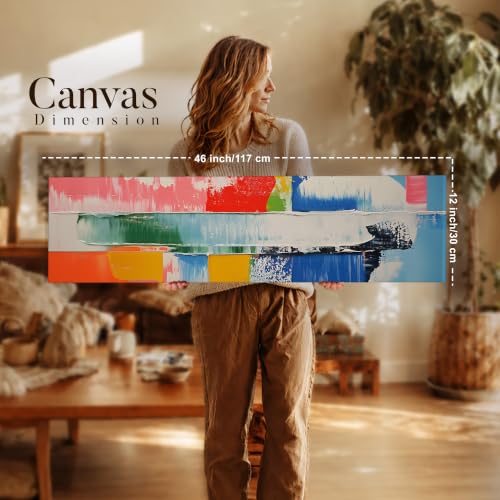 Image of Large Stretched Canvas Painting, Panel Wall Painting Creative Abstract Colors Canvas Luxury Paintings for Home Decoration, Living room, Bedroom and Office Decor (Pink, 12x46 Inch)