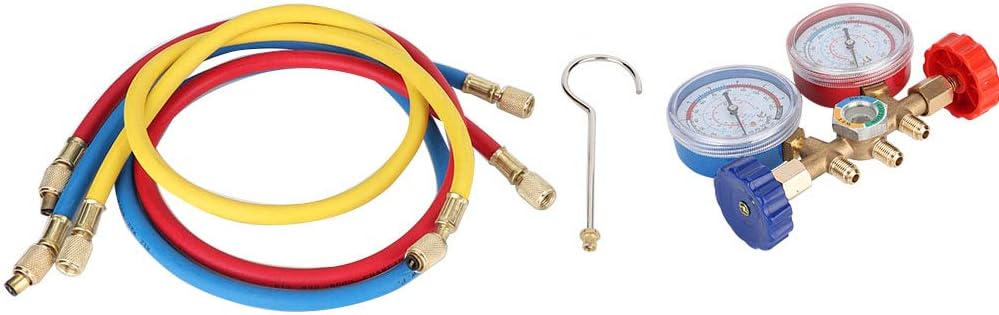 Gorgeri Refrigerant Air Conditioning Tools AC Diagnostic Manifold Gauge Set W/Hose and Hook Kit