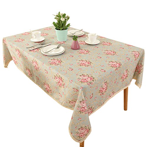 HIGHFLY Vintage Flower Decorative 55 x 102 Rectangle Linen Tablecloth by Printed Pattern