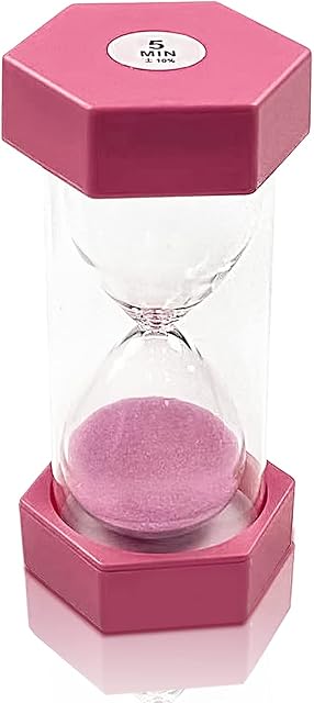 Sand Timer Set, Sand Timer, Sand Timer Set for Children, Shower timer, Glass Timer, for Classroom Game Home Office Decoration, 5min, pink