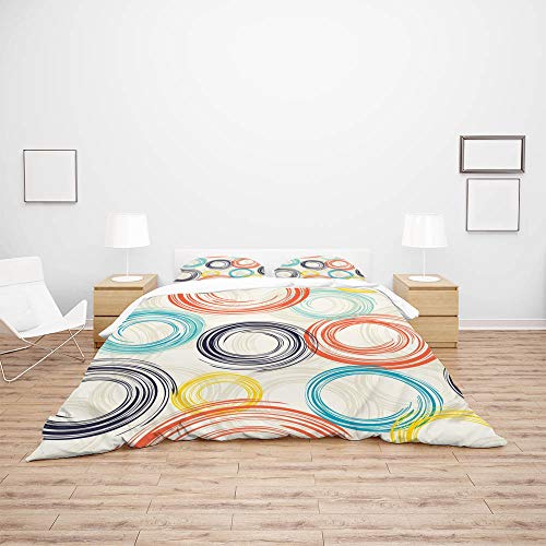 Linge de lit King avec housse de couette microfibre durable motif abstrait 50s