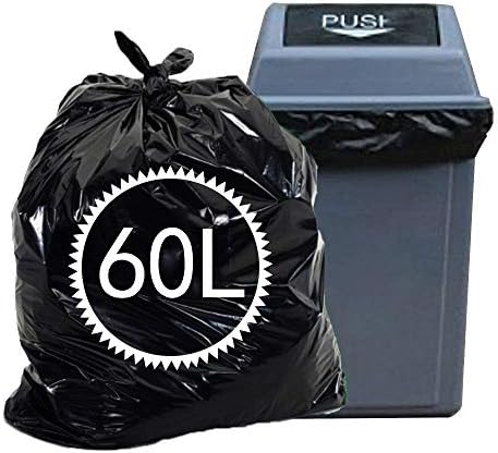 Lesbye 2 Rolls Black 60 L Bin Bags Liners, Large Trash Bin Liners, Wastebasket Trash Can Liners for Kitchen/Office, 100 Bags, f