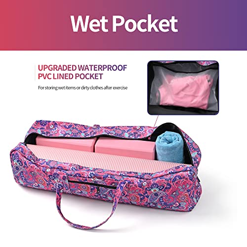 Boulder Bee | Yoga Mat Bag | Large Yoga Mat Carrier With Wet Pocket | Yoga Gifts | Gym Tote Bag For Women (Bright Pink) #TOP3