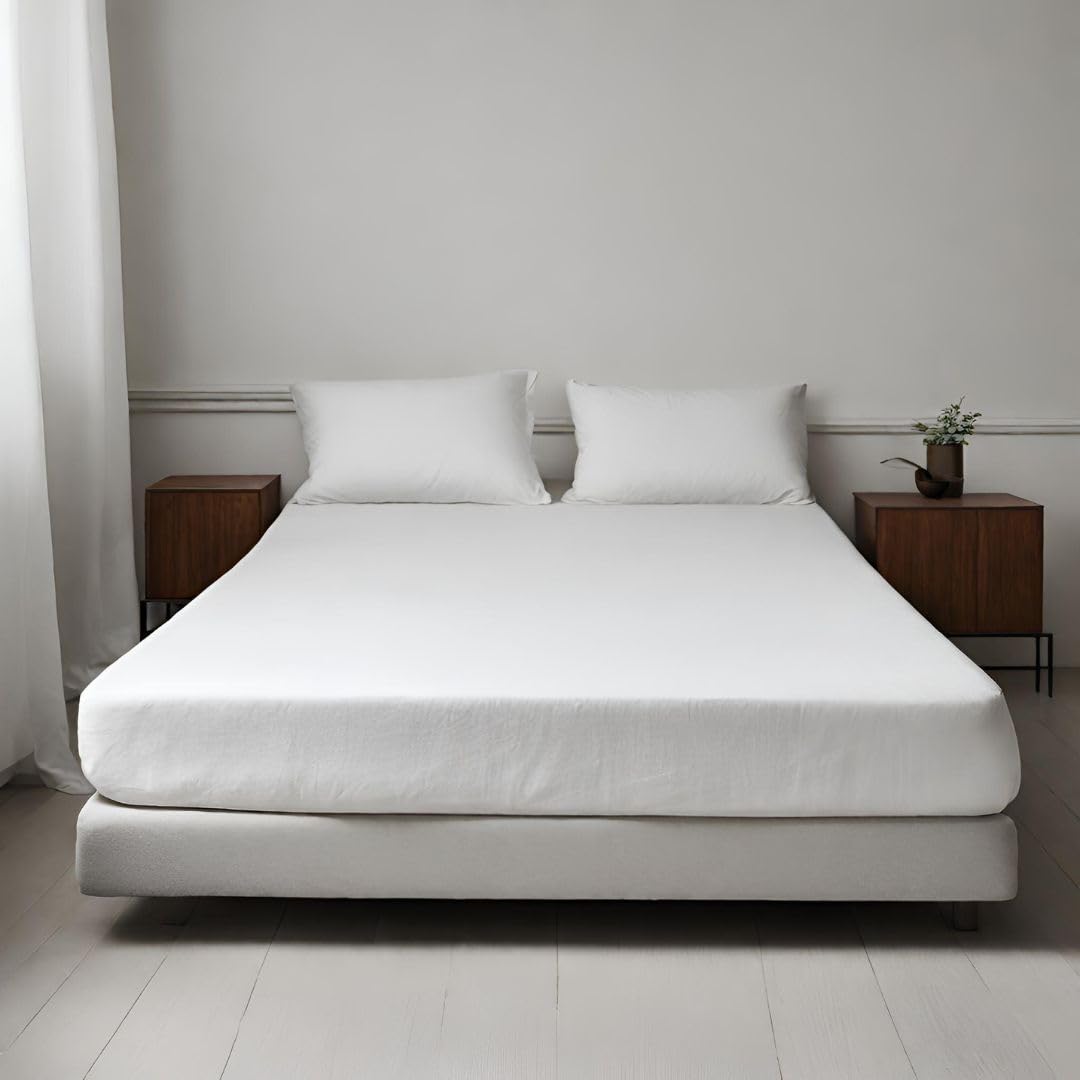 Cuore di lino - Spannbettlaken aus reinem Leinen, optisch, für Doppelbett (180 x 200 x 30 cm)