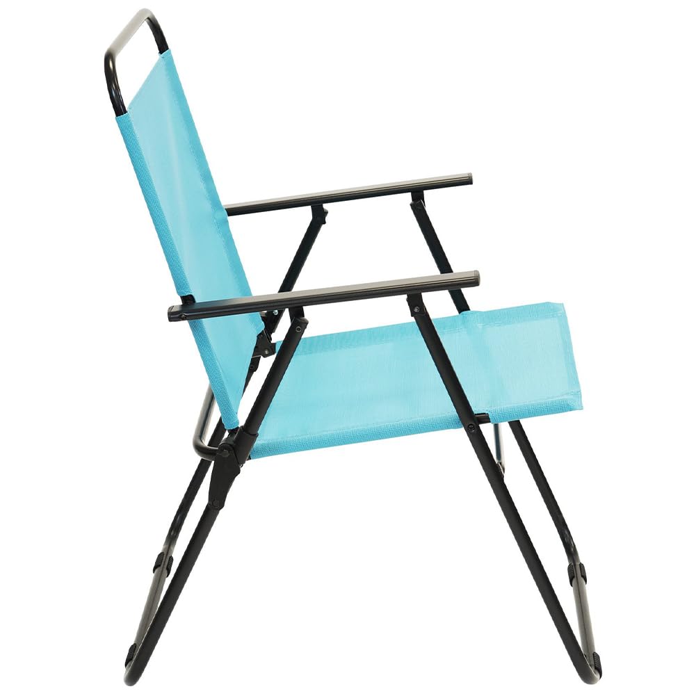 Shally Dogan Set da Pranzo Giardino 6 Pezzi con Ombrellone, 4 Sedie Pieghevoli, Tavolo Vetro Temperato, UV Resistente, Arredamento Esterno