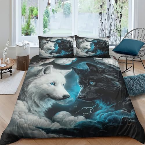 GPLZQXKJNH Juego de funda de edredón de microfibra suave y transpirable con estampado 3D y 2 fundas de almohada para decoración de dormitorio, tamaño individual (135 x 200 cm)