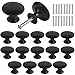 AvoDovA 16PCS Boutons de Placard, Boutons de Tiroir Vintage, 30mm Tiroir de Porte Poignée, Rond Bouton de Meubles, Boutons de Porte, Poignées de Meuble pour Armoire Cuisine, Tables Chevet (Noir)
