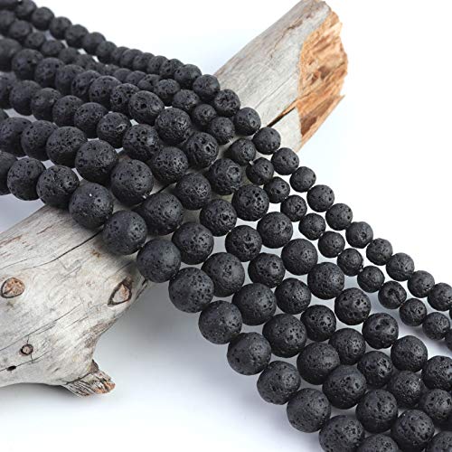 Image of Natural Stone Beads 6mm Black Lava Polished Round Smooth Gemstone Beads for Jewelry Making 15 Inch(Black Lava,6mm)