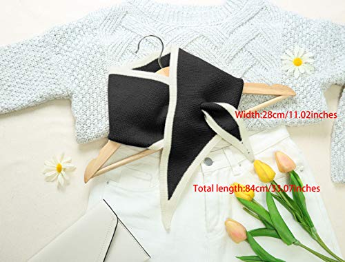 Allegra K Contrast Color Triangle Neck Scarves Knit Scarf Neckerchief Winter Shawl for Women3